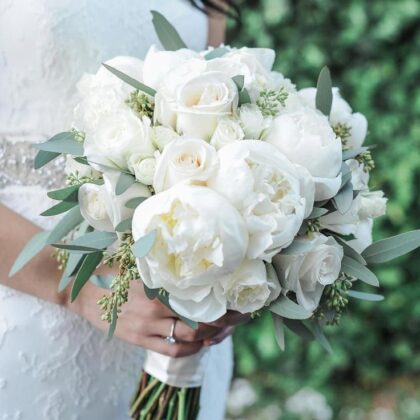 Pure White Bridesmaid Bouquet