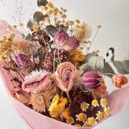 Vintage Pink Dried Flower Bouquet