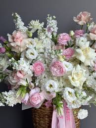 White Orchids & French Roses Flower Bouquet In A Box